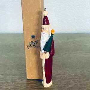 Avon Carved Santa Claus Vintage Christmas Ornament